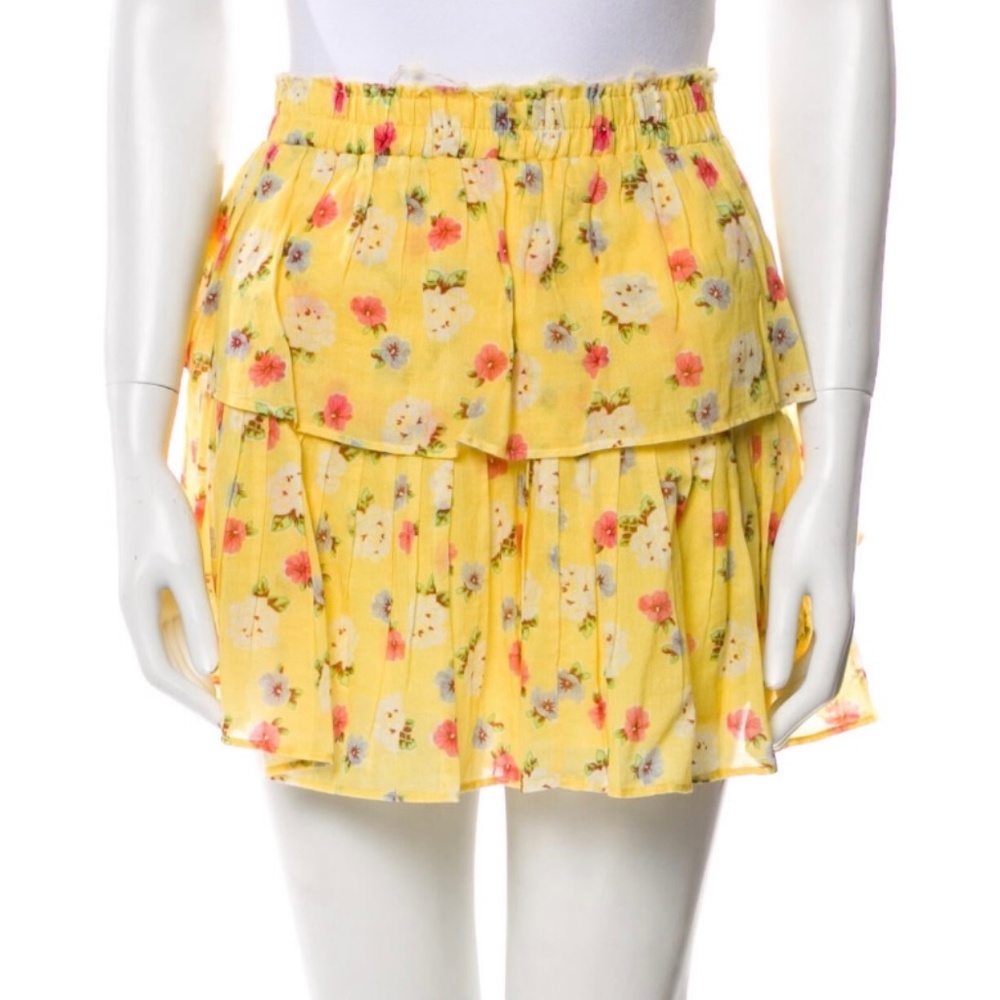 LoveShackFancy yellow floral skirt